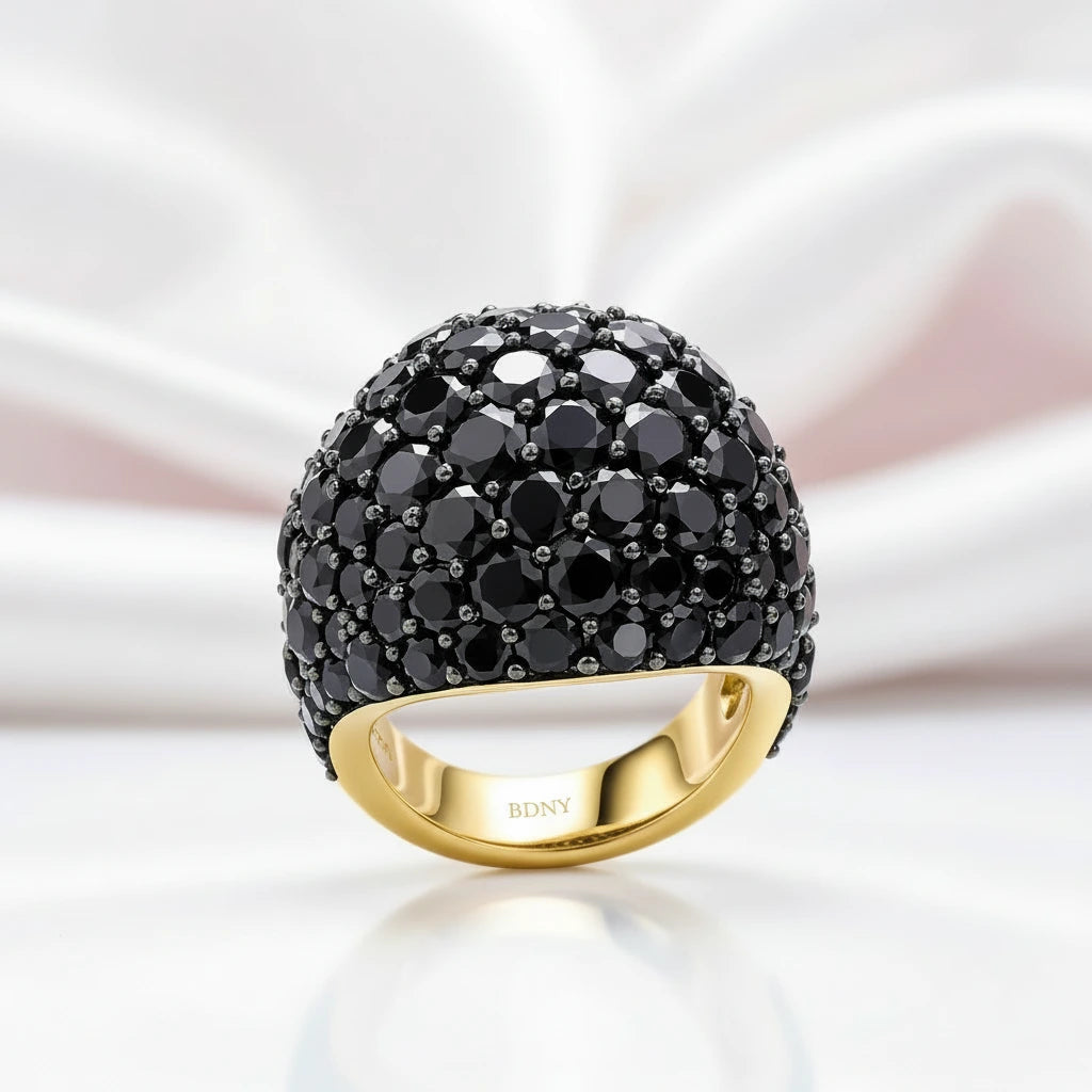 Unique 5.20 Ct Round-cut Black Spinel Ring-Black Diamonds New York