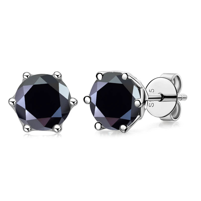 1.0 Ct Round Cut Diamond 6 Prong Stud Earrings-Black Diamonds New York