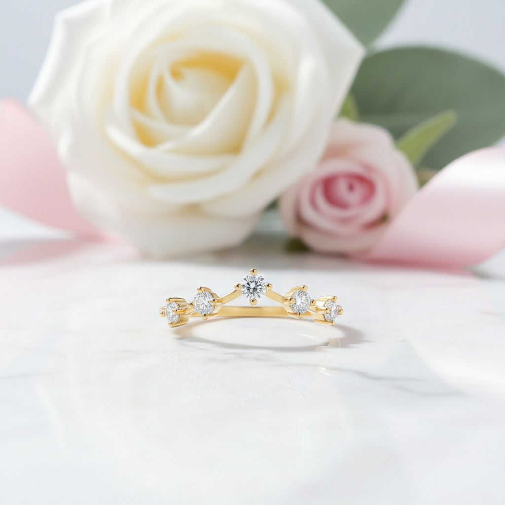 Vintage Green Moss Agate Art Deco Cluster Promise Ring Set-Black Diamonds New York