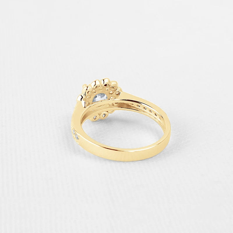 10K Solid Gold 1.0 Ct Moissanite Flower Engagement Ring-Black Diamonds New York
