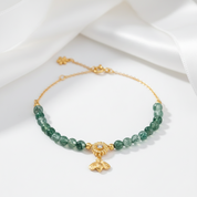 Moss Agate Beads Strand Bracelet-Black Diamonds New York