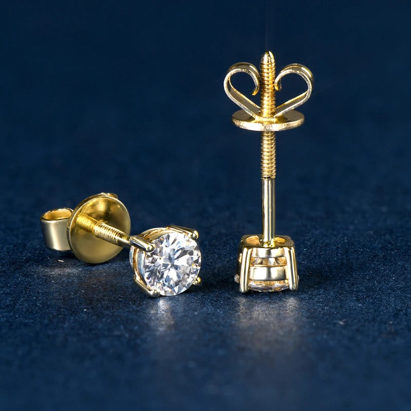 10K Solid Gold 0.3 Ct Moissanite Stud Earrings-Black Diamonds New York
