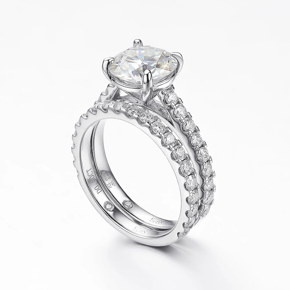 4.2 Ctw Round Moissanite Engagement Ring Set-Black Diamonds New York