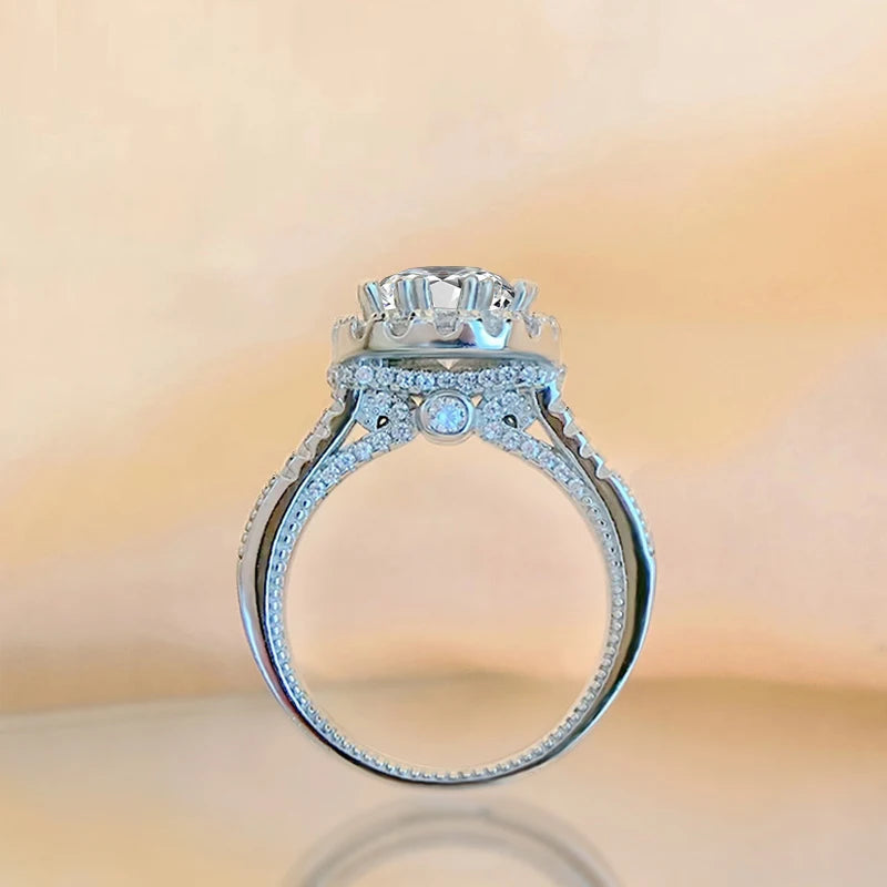 2.0 Ct Excellent Cut Moissanite Halo Engagement Ring-Black Diamonds New York