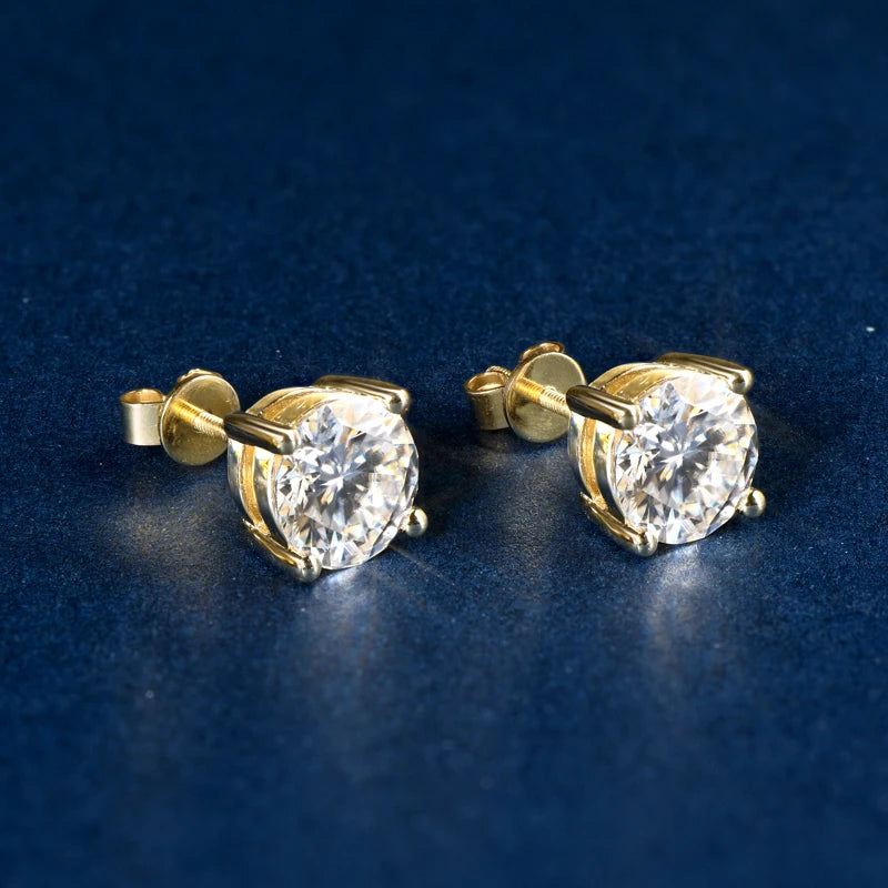 10k Solid Gold 2.0 Ct Round Cut Diamond Stud Earrings-Black Diamonds New York