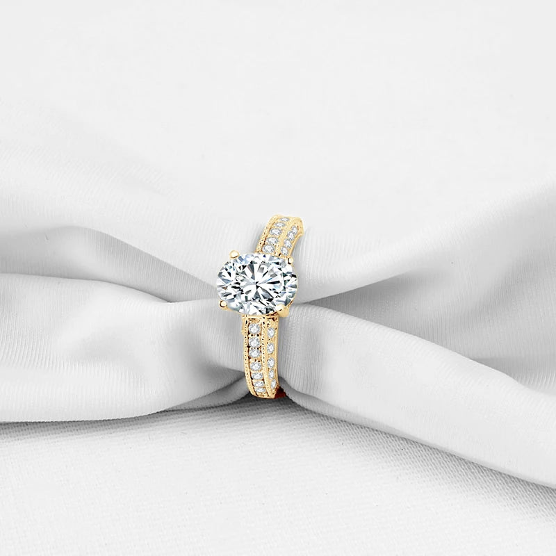 10K Yellow Gold 2.0 Ct Oval Cut Diamond Engagement Ring-Black Diamonds New York