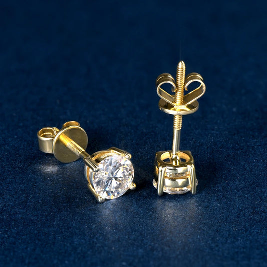 10K Yellow Gold 0.5 Ct Round Diamond Stud Earrings-Black Diamonds New York