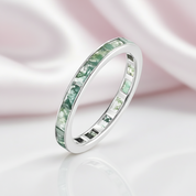 2*4mm Natural Moss Agate Wedding Band-Black Diamonds New York