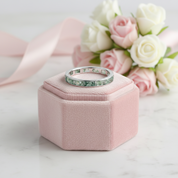 2*4mm Natural Moss Agate Wedding Band-Black Diamonds New York