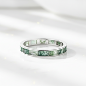 2*4mm Natural Moss Agate Wedding Band-Black Diamonds New York