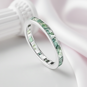 2*4mm Natural Moss Agate Wedding Band-Black Diamonds New York