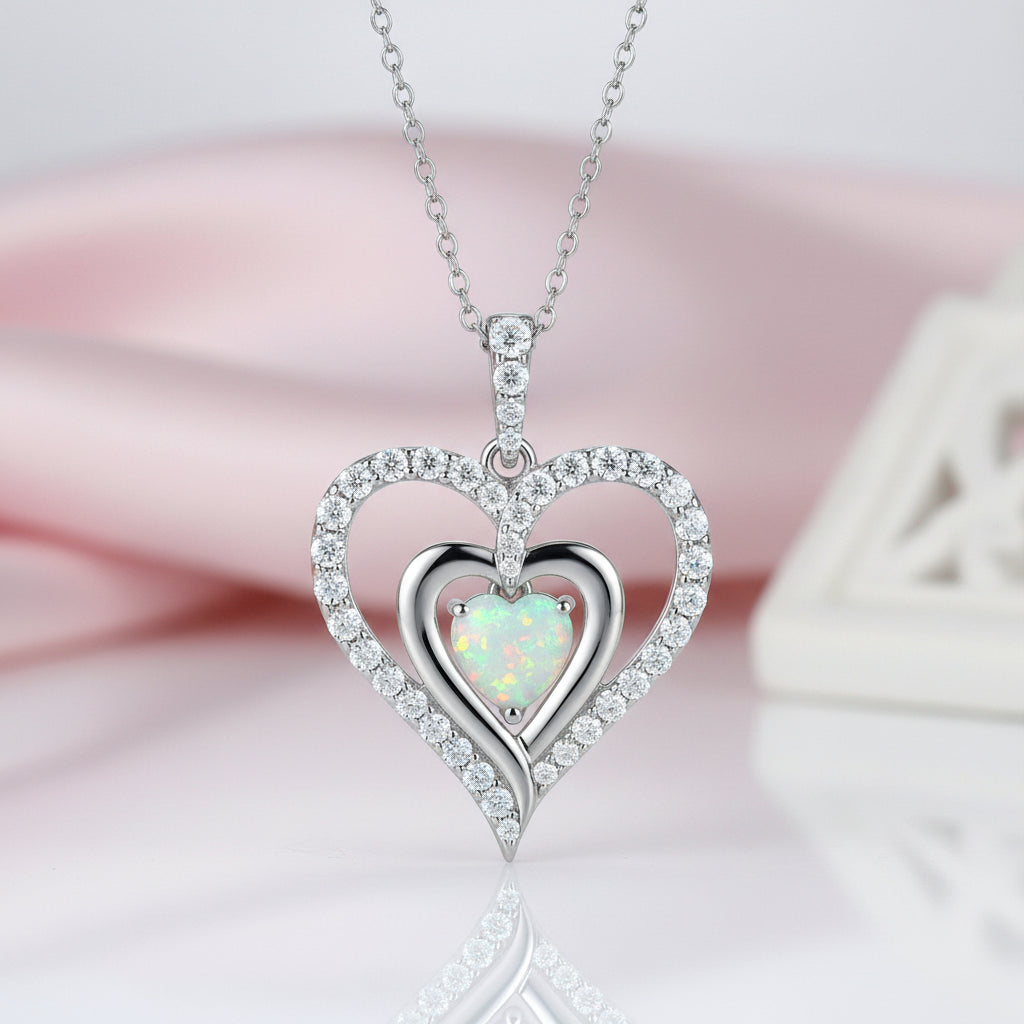12 Birthstone Gemstone Heart-shaped Necklace-Black Diamonds New York