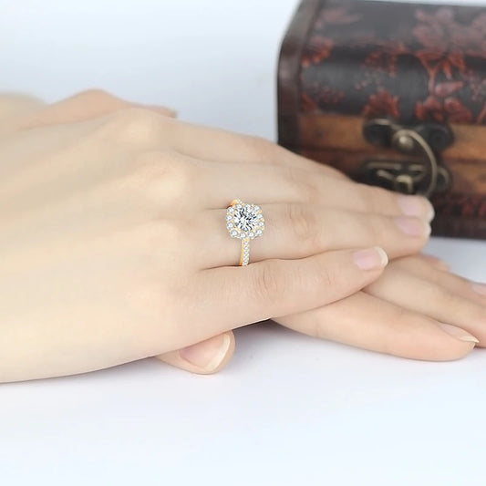 10K Yellow Gold 1.2 Ct Diamond Halo Engagement Ring-Black Diamonds New York