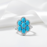 Sparkling Opal Gemstone Halo Ring-Black Diamonds New York