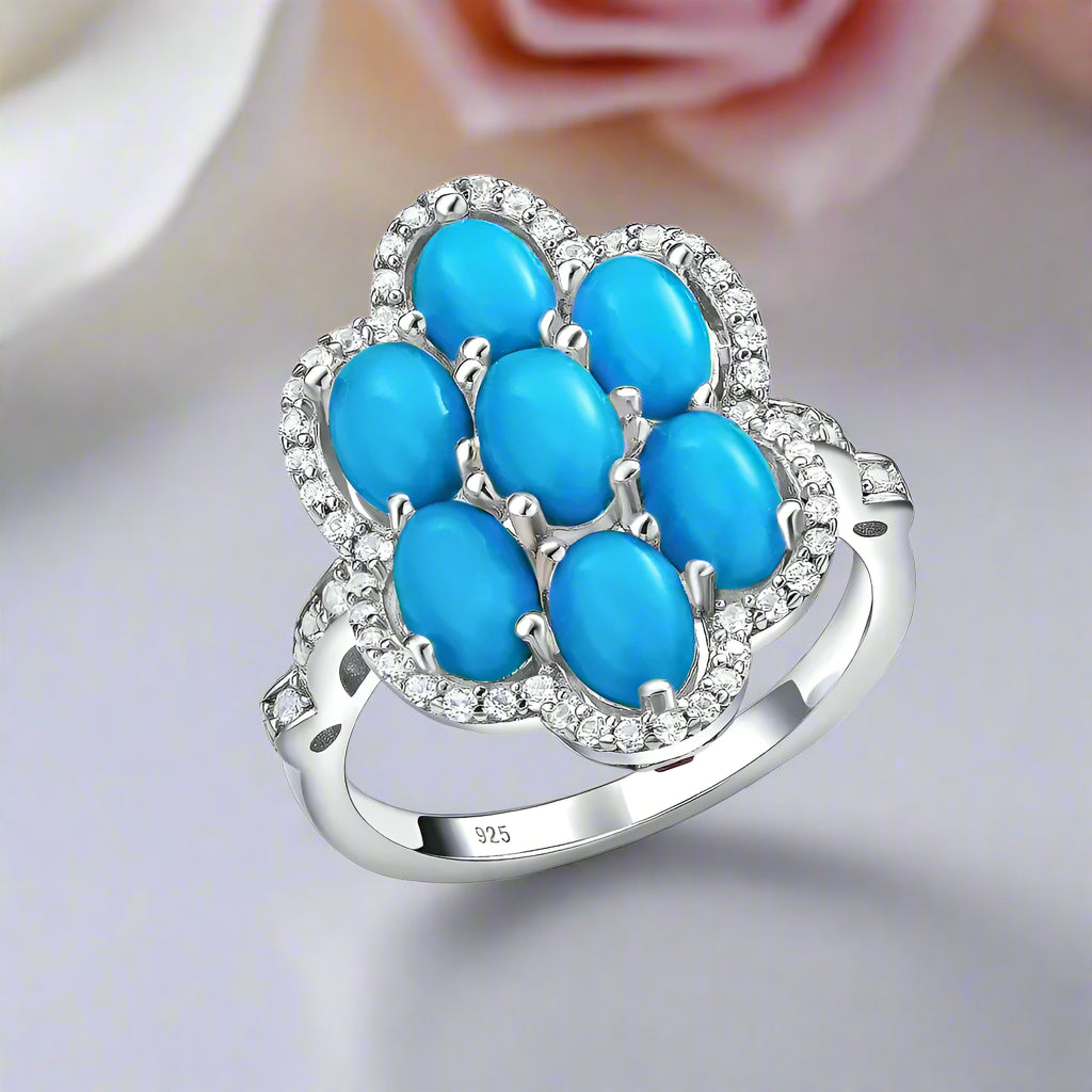 Sparkling Opal Gemstone Halo Ring-Black Diamonds New York