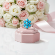 Sparkling Opal Gemstone Halo Ring-Black Diamonds New York