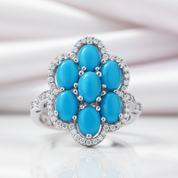 Sparkling Opal Gemstone Halo Ring-Black Diamonds New York
