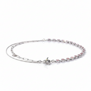 Pink Stone & Heart Shaped Molten Drop Necklace-Black Diamonds New York