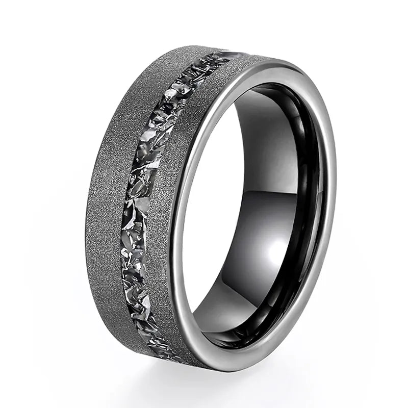Sanded 8mm Black Tungsten Wedding Band-Black Diamonds New York