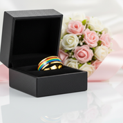 Rainbow 8mm Tungsten Carbide Men's Ring-Black Diamonds New York