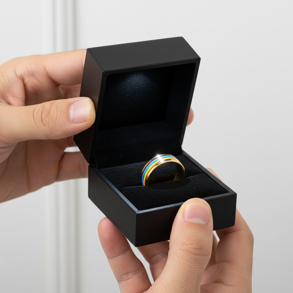 Rainbow 8mm Tungsten Carbide Men's Ring-Black Diamonds New York