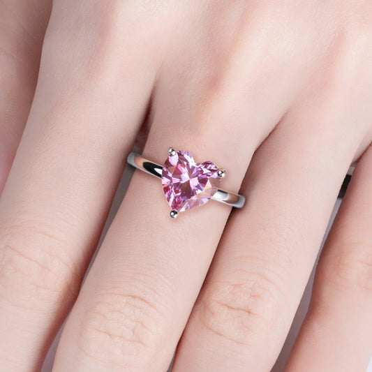 3.0 Ct Heart Cut Sakura Pink Diamond Engagement Ring-Black Diamonds New York