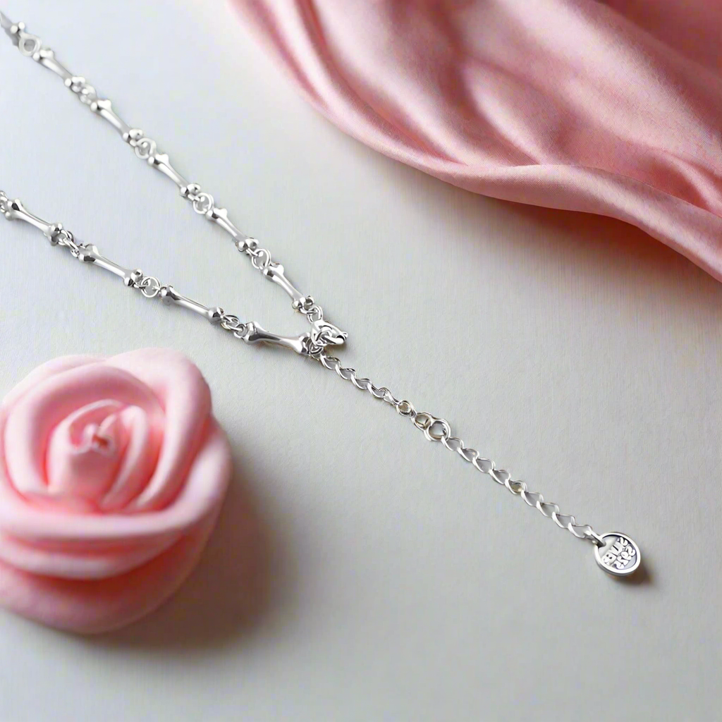 Retro Punk Skull Stick Bone Necklace-Black Diamonds New York