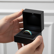 6mm Blue Turquoise Tungsten Carbide Ring-Black Diamonds New York