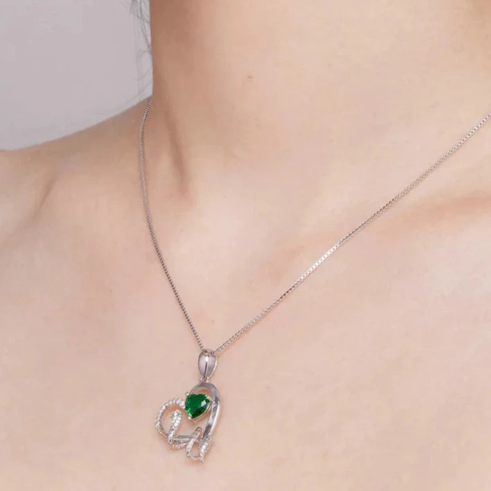 Green Heart EVN Diamond Pendant Necklace with Snake Intertwine-Black Diamonds New York