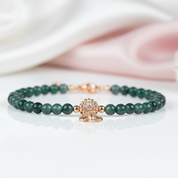 Moss Agate Beads Strand Bracelet-Black Diamonds New York