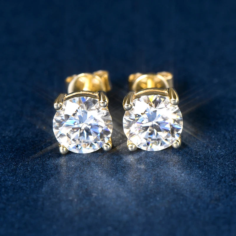 10K Yellow Gold 1.2 Ct Moissanite Stud Earrings-Black Diamonds New York
