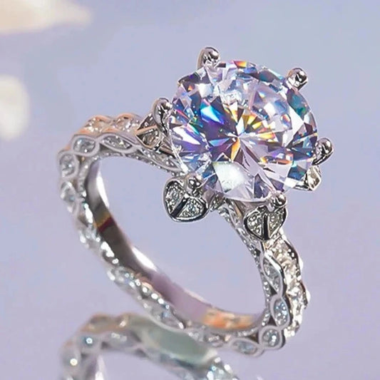 5.0 Ct Round Cut Moissanite Engagement Ring-Black Diamonds New York