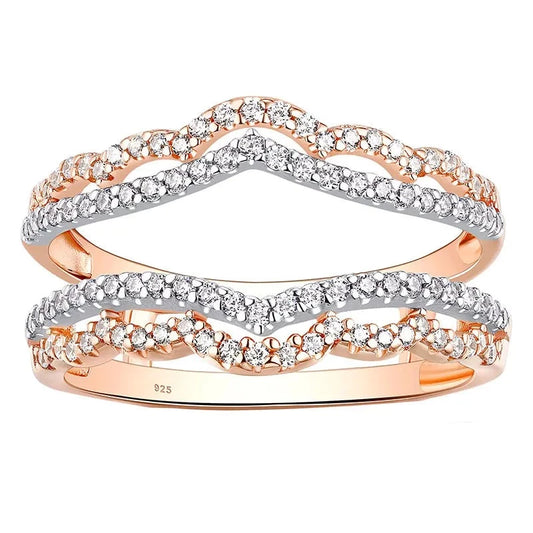 Two tone Elegant Curve Ring Enhancer-Black Diamonds New York