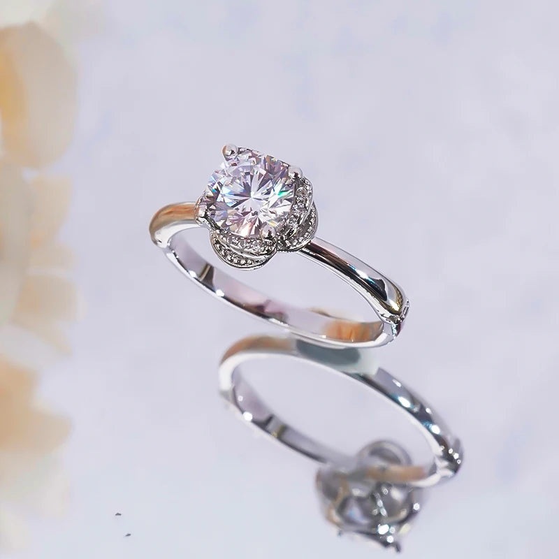 2.0 Ct Round Diamond Rose Flower Engagement Ring-Black Diamonds New York