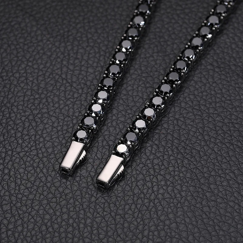 5mm Black Moissanite Unisex Gothic Necklace-Black Diamonds New York