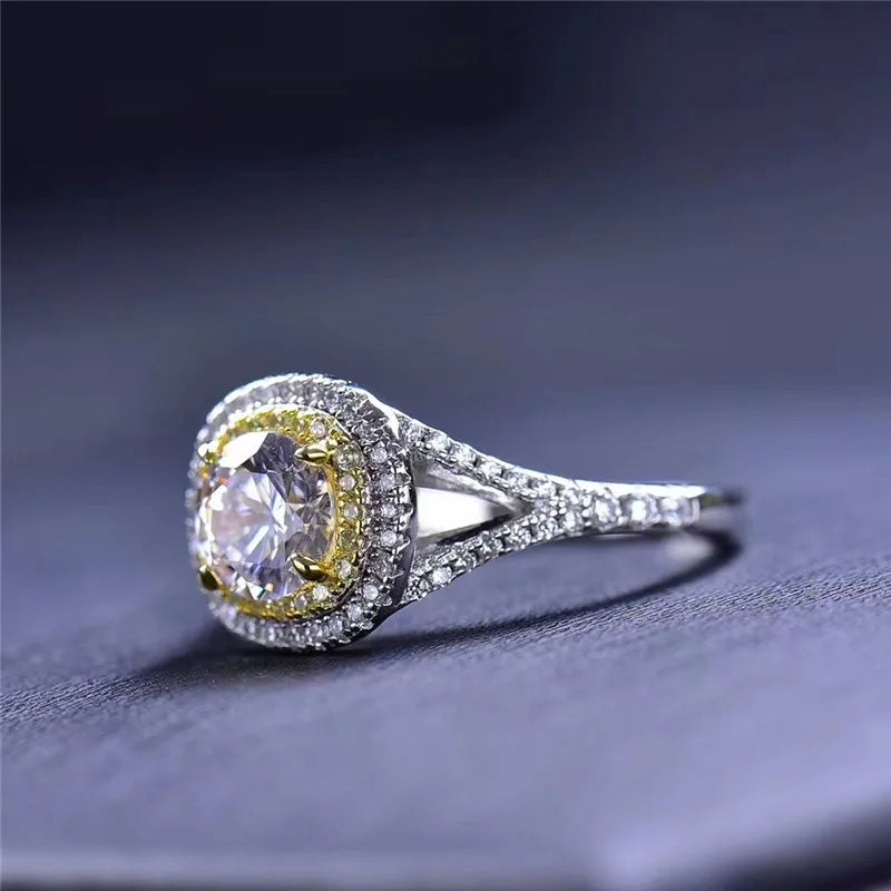1.0 Ct Round Moissanite Diamond Engagement Ring-Black Diamonds New York