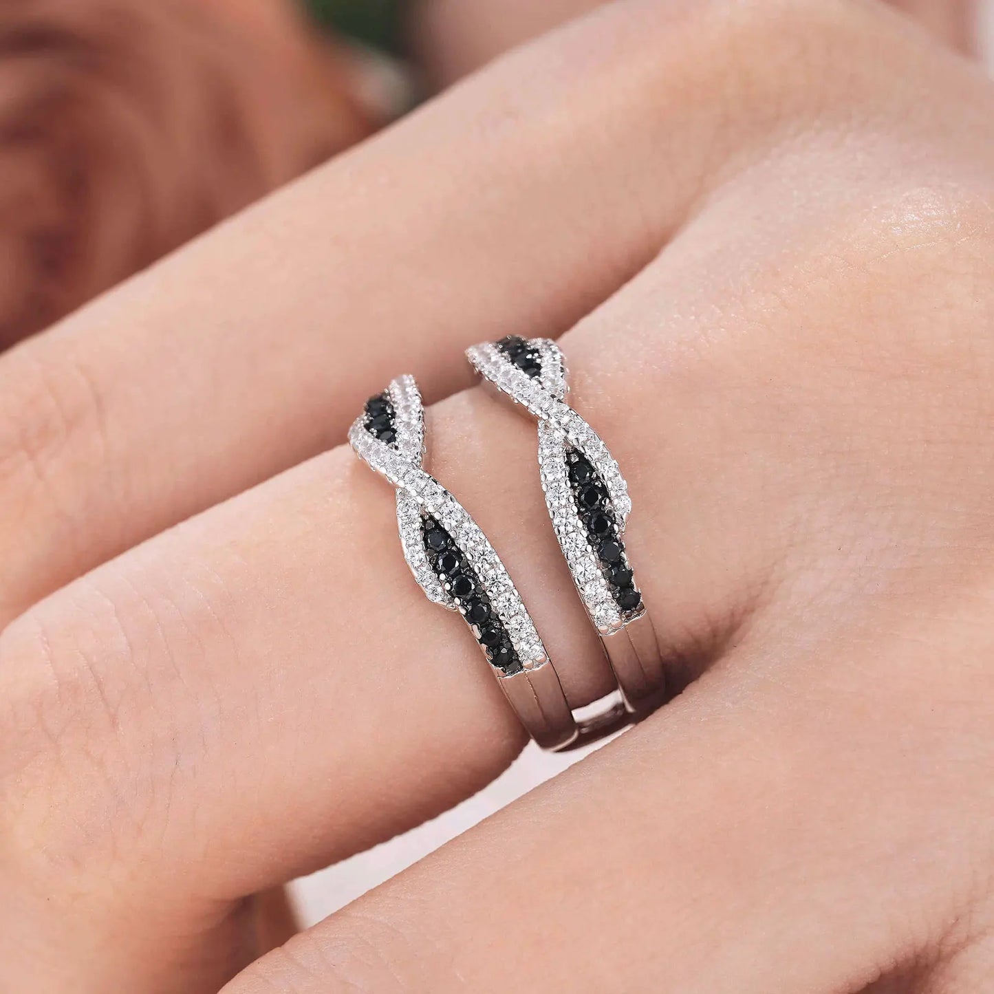 EVN Stone Twist Design Ring Enhancer-Black Diamonds New York
