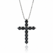 Certified Black Moissanite Cross Pendant Necklace-Black Diamonds New York