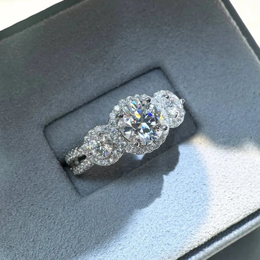 1.25 Ct Round Cut Diamond Halo Engagement Ring-Black Diamonds New York