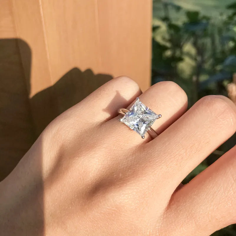 4.0 Ct Princess Cut Diamond Solitaire Engagement Ring-Black Diamonds New York