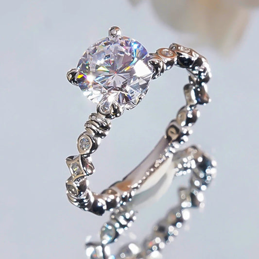 2.0 Ct Round Cut D Color Moissanite Engagement Ring-Black Diamonds New York