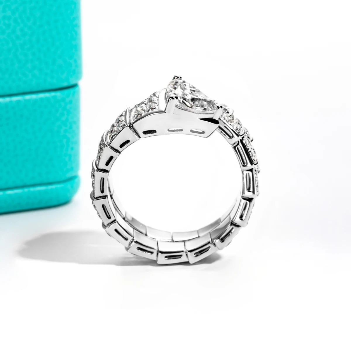 2.0 Ct Trilliant Cut Diamond Snake Engagement Ring-Black Diamonds New York