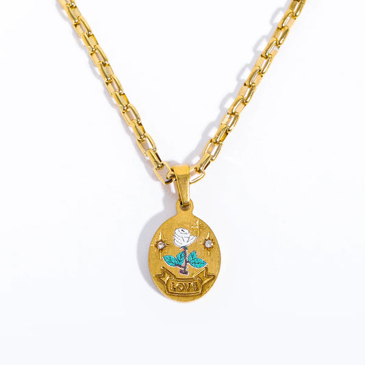 Aesthetic Women's Pendant Necklace with Enamel-Black Diamonds New York
