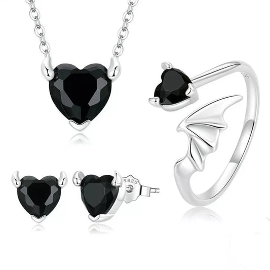 Cool Black Devil Heart Created Diamond Jewelry Set-Black Diamonds New York