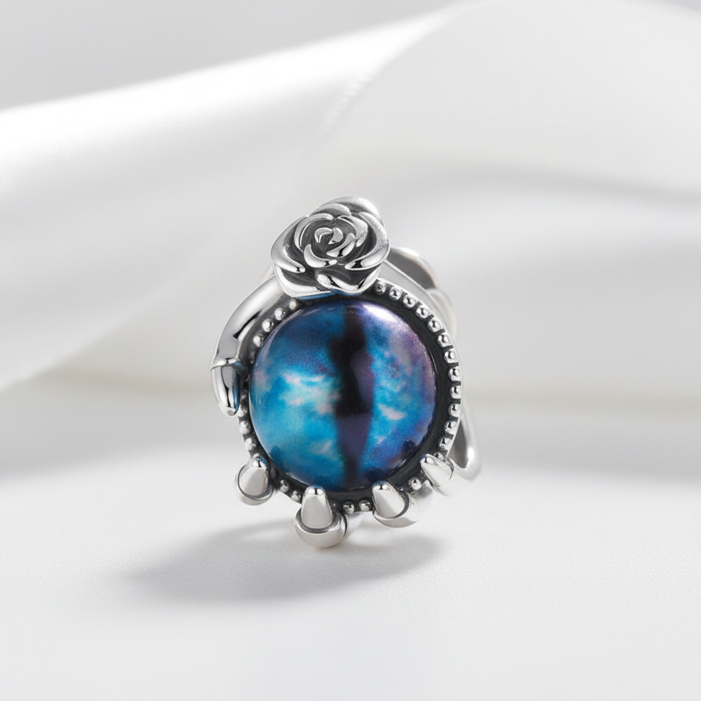 Vintage Skull and Dragon Eye Charm-Black Diamonds New York