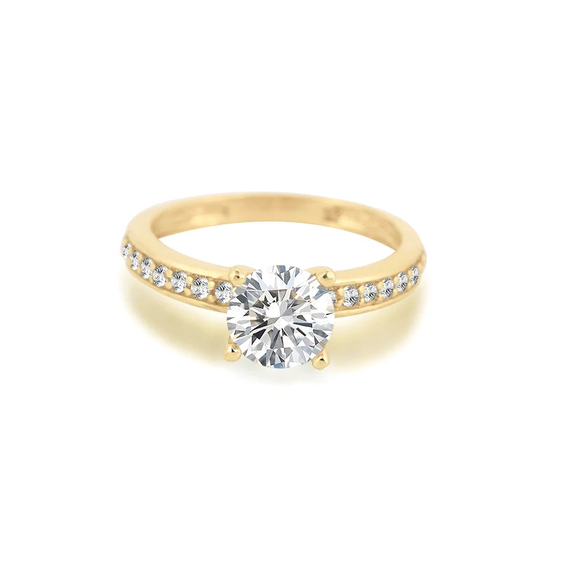 10K Yellow Gold 1.2 Ct Round Cut Moissanite Engagement Ring-Black Diamonds New York