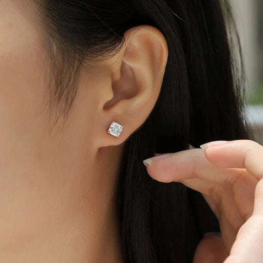 5.5mm Asscher Cut Diamond Stud Earrings-Black Diamonds New York
