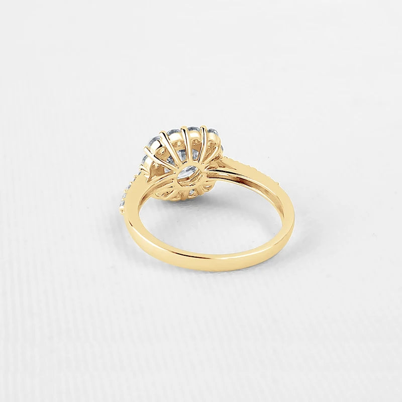 10K Yellow Gold 1.2 Ct Moissanite Halo Engagement Ring-Black Diamonds New York
