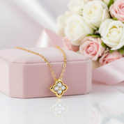 Four Leaf Clover Moissanite Necklaces 18k Gold Overlay-Black Diamonds New York