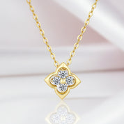 Four Leaf Clover Moissanite Necklaces 18k Gold Overlay-Black Diamonds New York